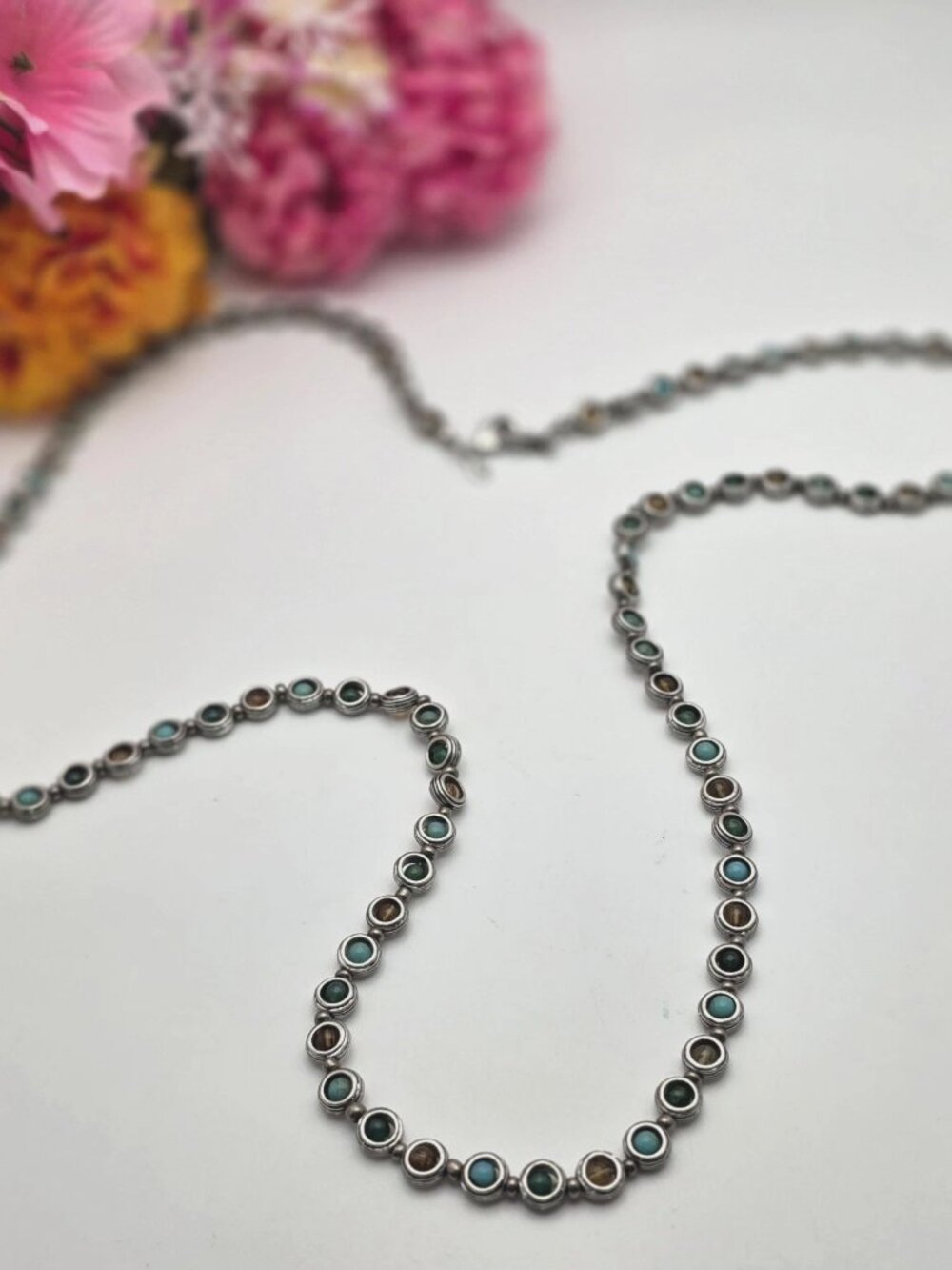 Premier Designs Southwestern Station Necklace Tiger Eye Turquoise Look 36 In - Picture 9 of 16